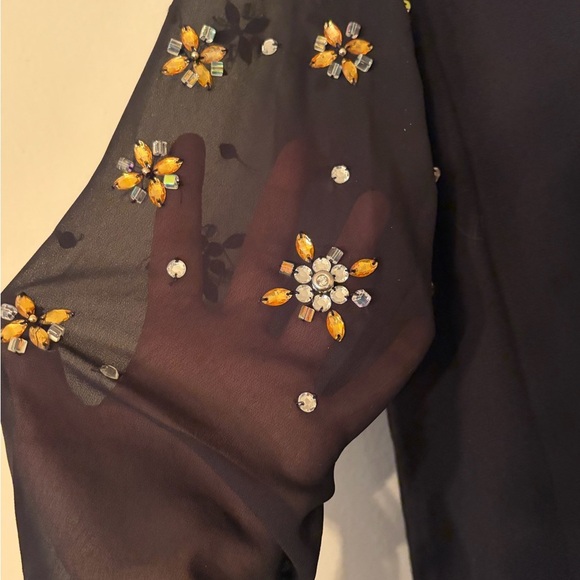 H&M Elegant Black Shift Dress with Gold and White Floral Accents— EUC!! - Picture 5 of 6